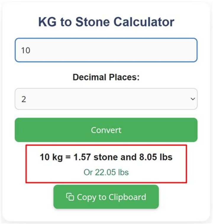 67.5 kg in stone 67.5 kg in stone