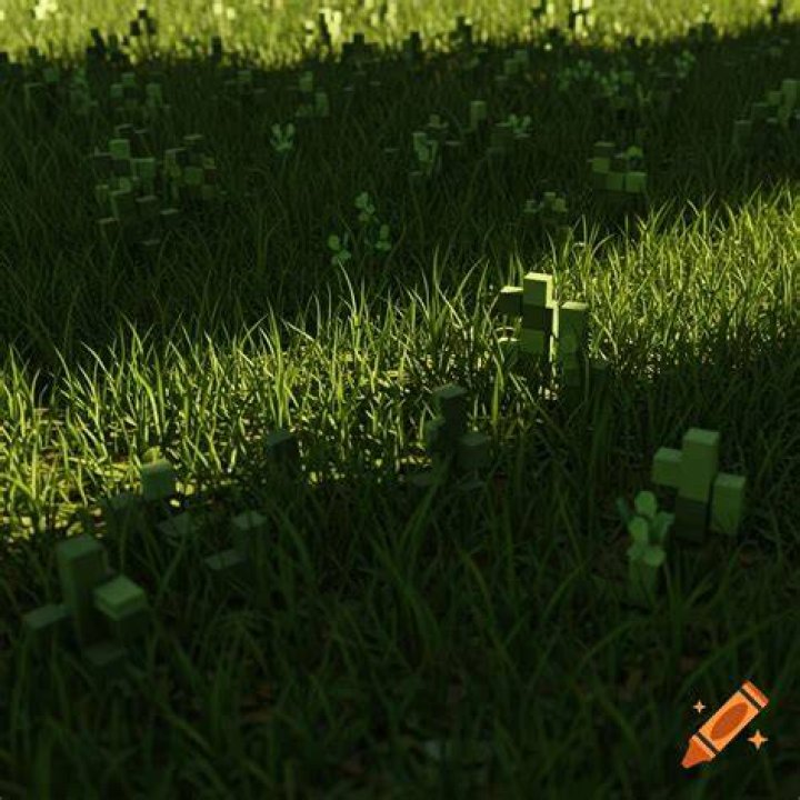 Green field with blocky weapons and lasers fighting