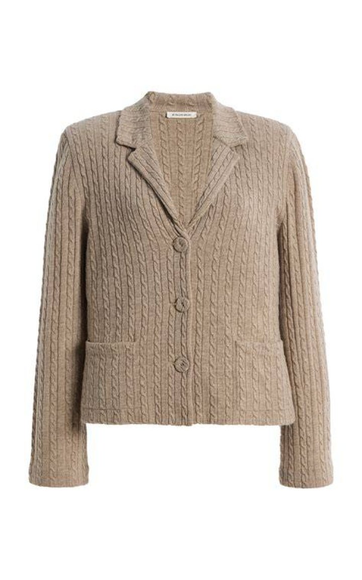 Harper crystal-embellished cable-knit wool cardigan