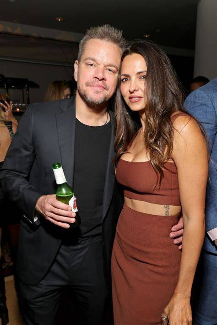 Matt Damon and Luciana Barroso attend Men in Black:...