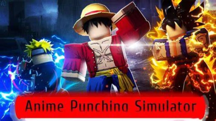 Screenshot from Anime Punching Simulator, showing several anime characters in Roblox style