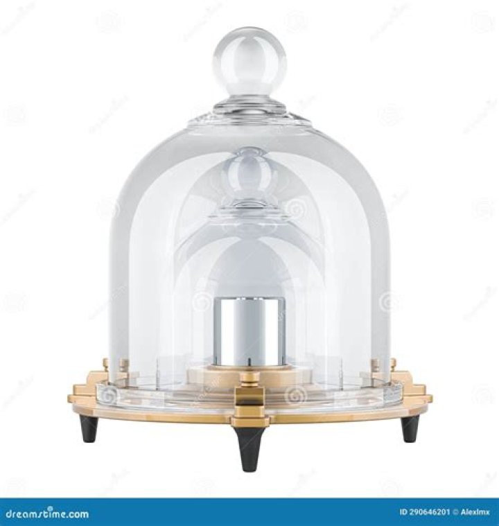 The International Prototype of the Kilogram, also known as Le Grand K, was the internationally sanctioned artifact that defined the amount of weight equivalent to one kilogram. It is kept under three glass domes in a vault for protection. Image courtesy of BIPM.