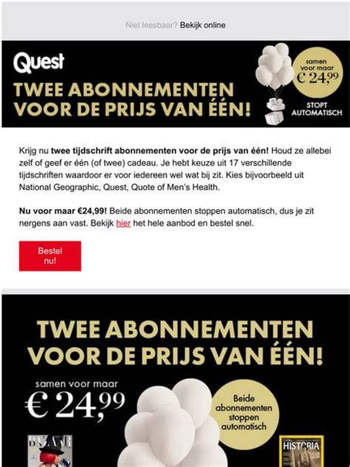 Twee abonnementen voor de prijs van &eacute;&eacute;n