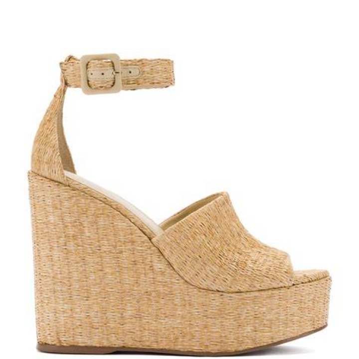 Wedge Sandal In Sepia Raffia Wedge Sandal In Sepia Raffia